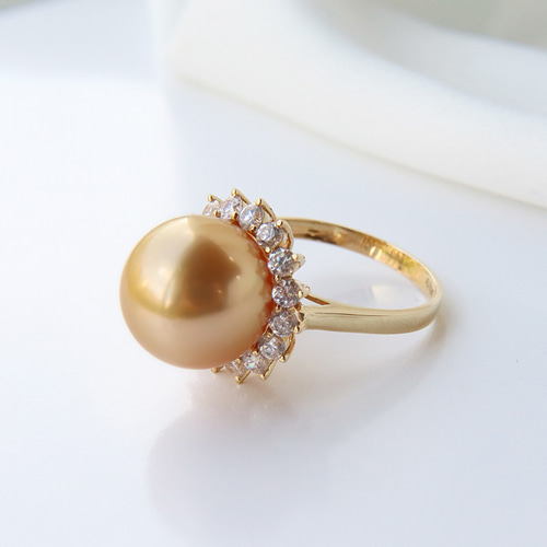 La Corser】輸入 10-13mm 南洋ゴールドパール 天然海水パールリング