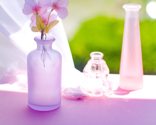 ピンクでレトロ／WEB限定／ヴィンテージ小瓶／一輪挿しセットECST063