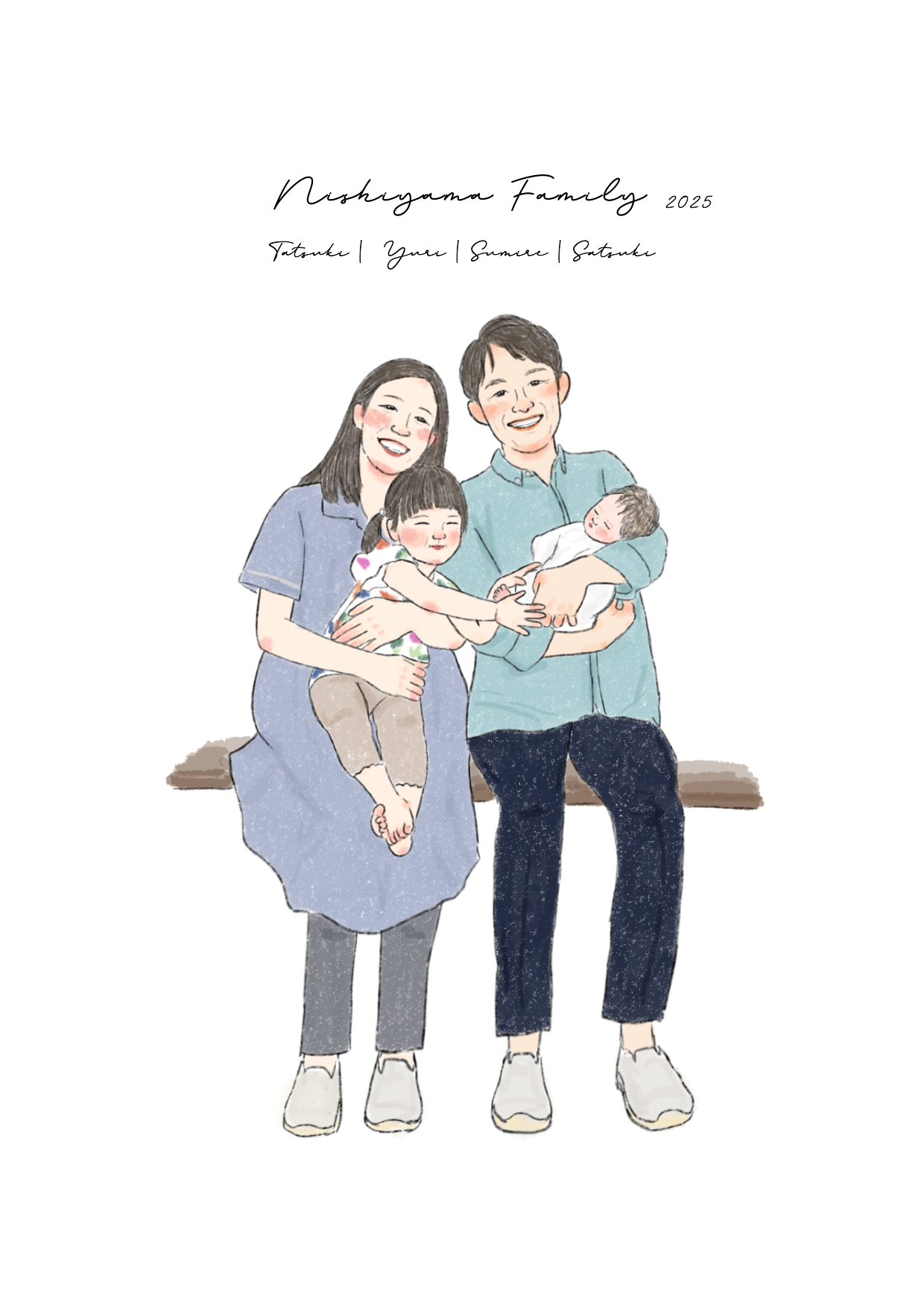 【家族の思い出を残す】似顔絵イラスト(４名分)