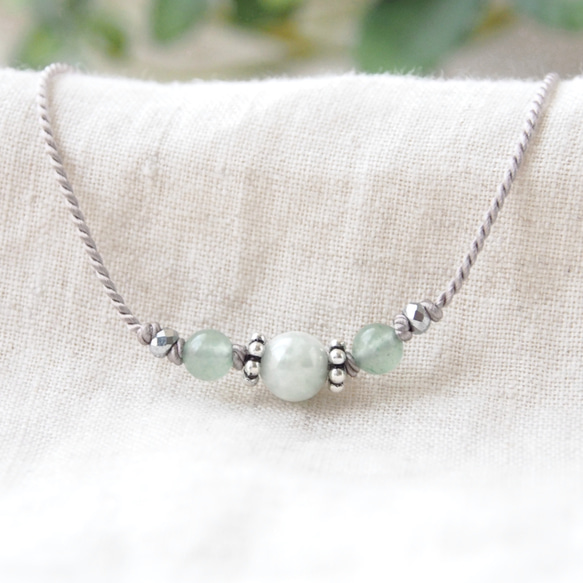 Petite Short Necklace（翡翠×グリーンアベンチュリン） 1枚目の画像