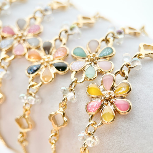シンメカラーフラワーブレスレット No.264 推し活 スライド式