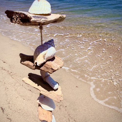 流木&シェルオーナメント/貝殻/シーグラス/サンゴ/海/夏/西海岸