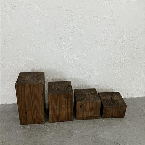 <未来工房 国産杉>　ビッグサイズのwoodラック woodシェルフ 未来工房 国産杉> 木材ブロック 4点セット ダークブラウン 木材・板