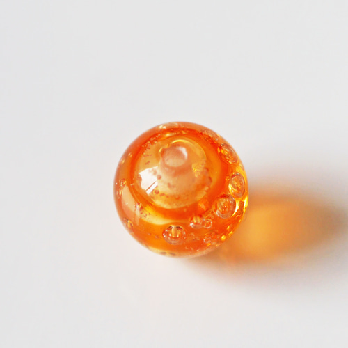 手作り とんぼ玉（ガラスビーズ）オレンジの泡玉【限定ビーズ】 とんぼ
