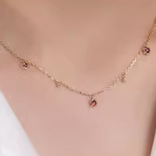 ヘイズジュエリー】朱色のほくろデザイン18金ダイヤモンド装飾プレーン