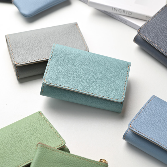 シンプル三つ折り財布 【 シュリンクレザー 】 ミニ財布 ミニウォレット コンパクト HW31K 18枚目の画像