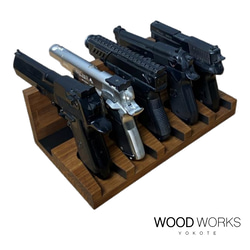 WOODWORKS ハンドガンスタンド5丁掛 木製 日本製 3Collars 【サバゲー