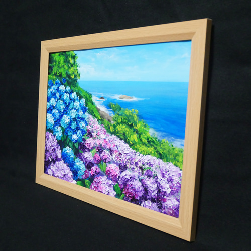 油絵】【海と空と桃源郷岬の紫陽花】 #油絵 #手書き #アート