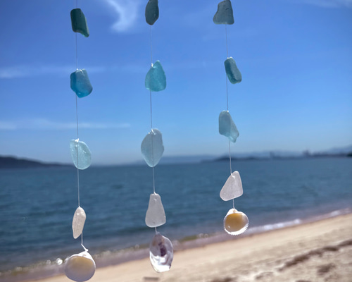 3連ガーランド/貝殻/シーグラス/サンゴ/海/夏/西海岸/カリフォルニア