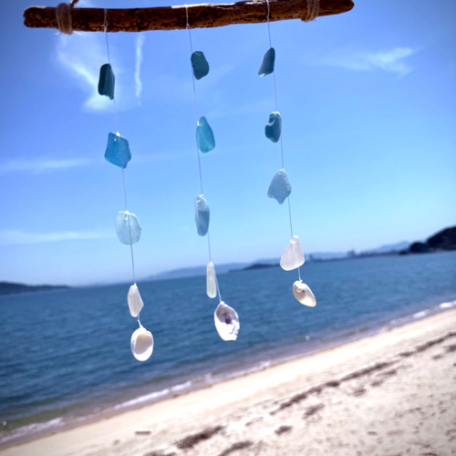 貝殻夏インテリアインディゴブルーaloha マリン飾りシーグラス海