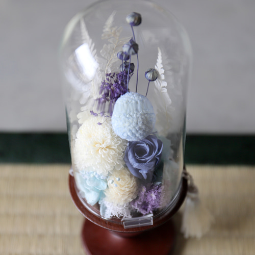 埃がかぶらない・お手入れ不要】ガラスドームメモリアルフラワー
