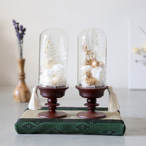 埃がかぶらない・お手入れ不要】ガラスドームメモリアルフラワー