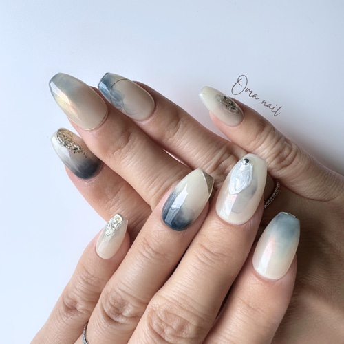 カラー変更、サイズ指定無料】ネイルチップ フラワー 和装 カラー変更