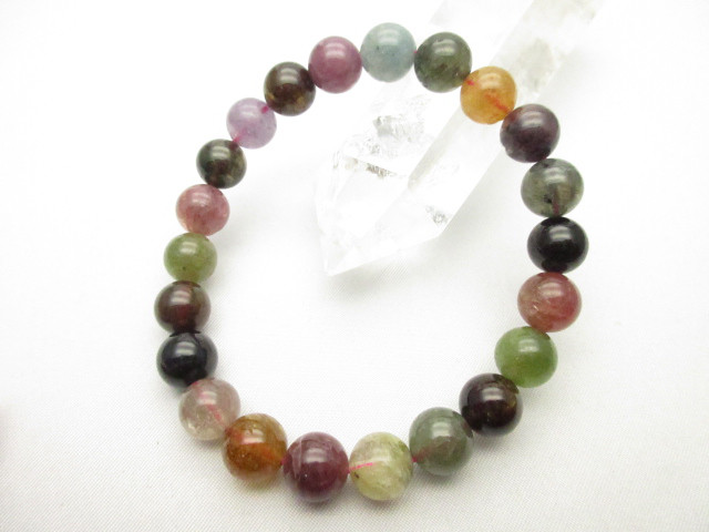 【MIXトルマリン(電気石)ブレスレット】/内周size(約16cm)/玉size(約8.5㎜)/1486w5