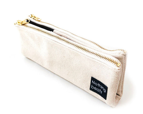 S・M・L サイズが選べる】ダブルジッパーペンケース 帆布 キナリ WZPC