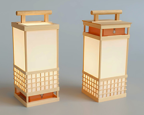 下町の灯火『狐窓』人感センサーライト 25cm手持ち行灯/行燈 スタンド