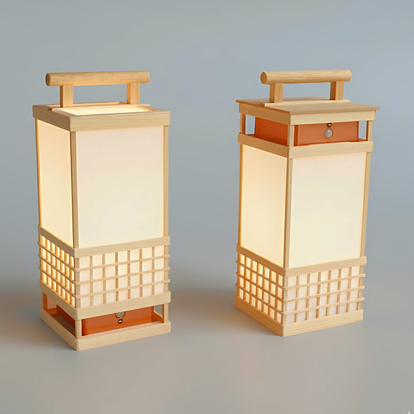 下町の灯火『狐窓』人感センサーライト 25cm手持ち行灯/行燈 スタンド