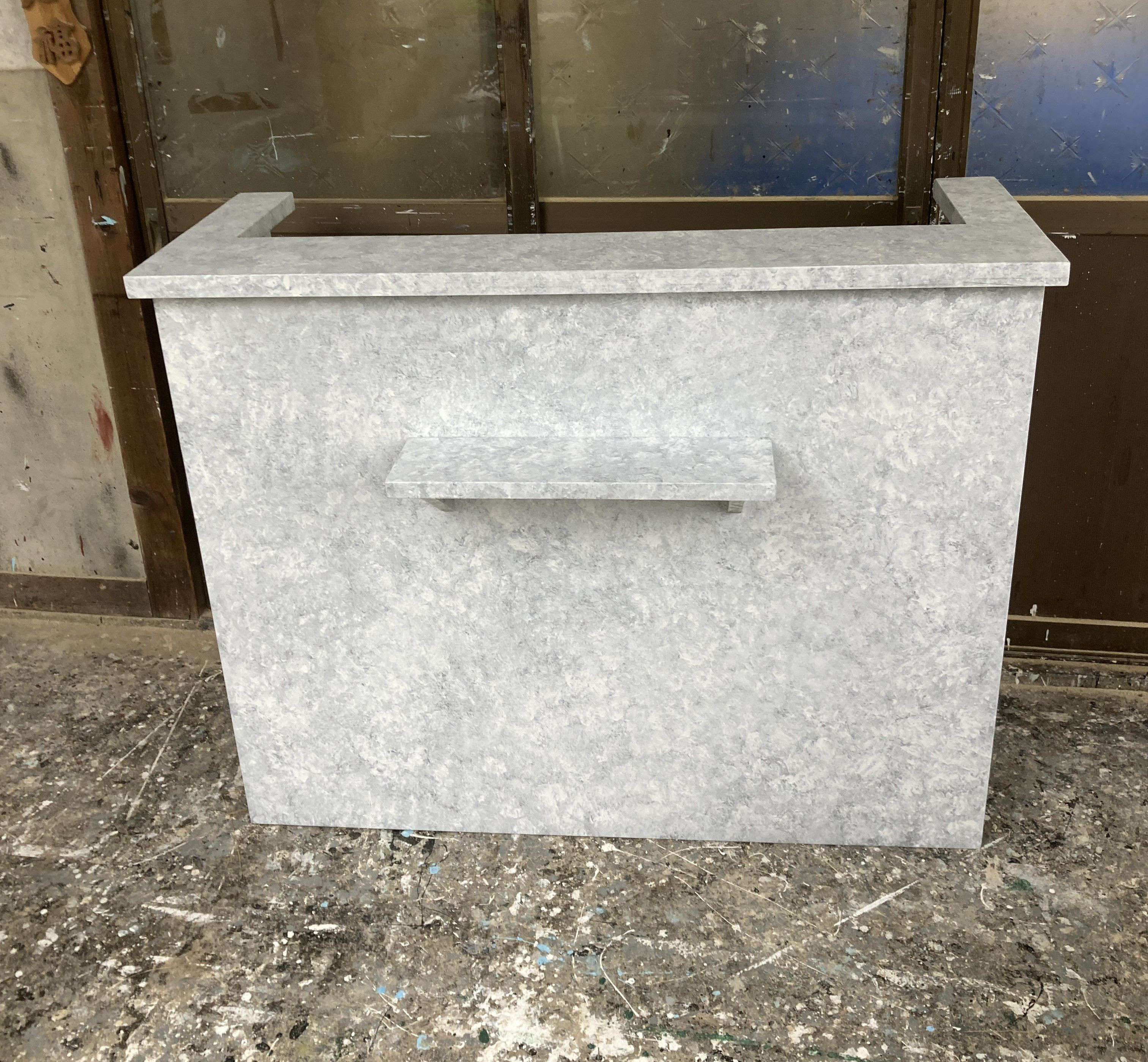 【受注製作】★ホワイトストーン柄☆石目★御影調★受付カウンター　レジカウンター【1200】