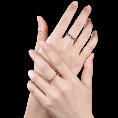 7月の誕生石 ルビー カップルリング 9月の誕生石 ブルーサファイア