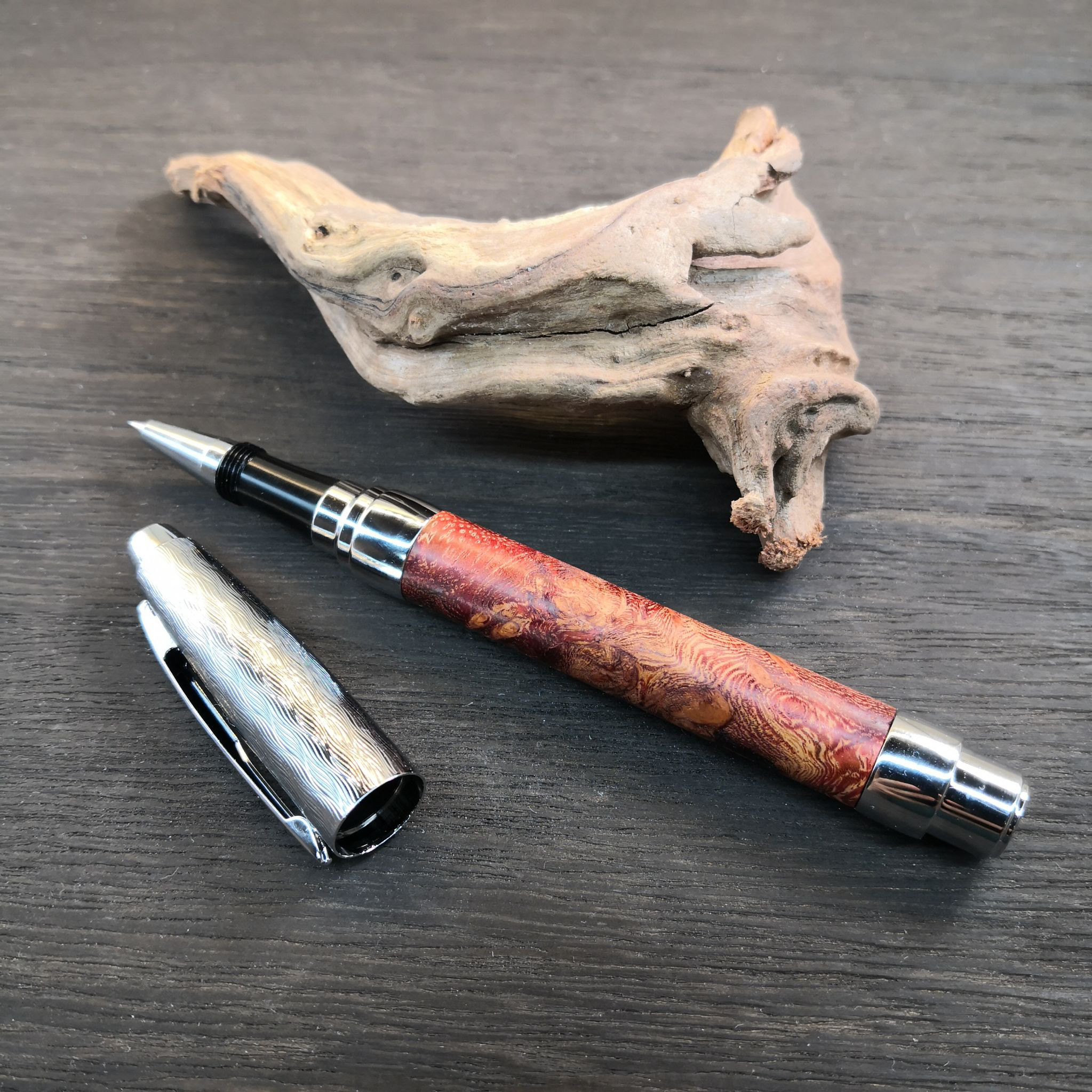 スタビライズドウッド-キャップ式水性ボールペン/花梨/瘤杢/No.2506005