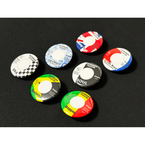 レコードのレーベルデザイン 音楽ジャンルの缶バッジ 2点セット その他