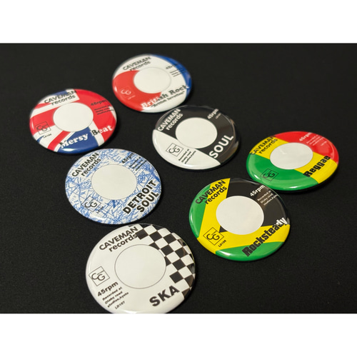 レコードのレーベルデザイン 音楽ジャンルの缶バッジ 2点セット その他