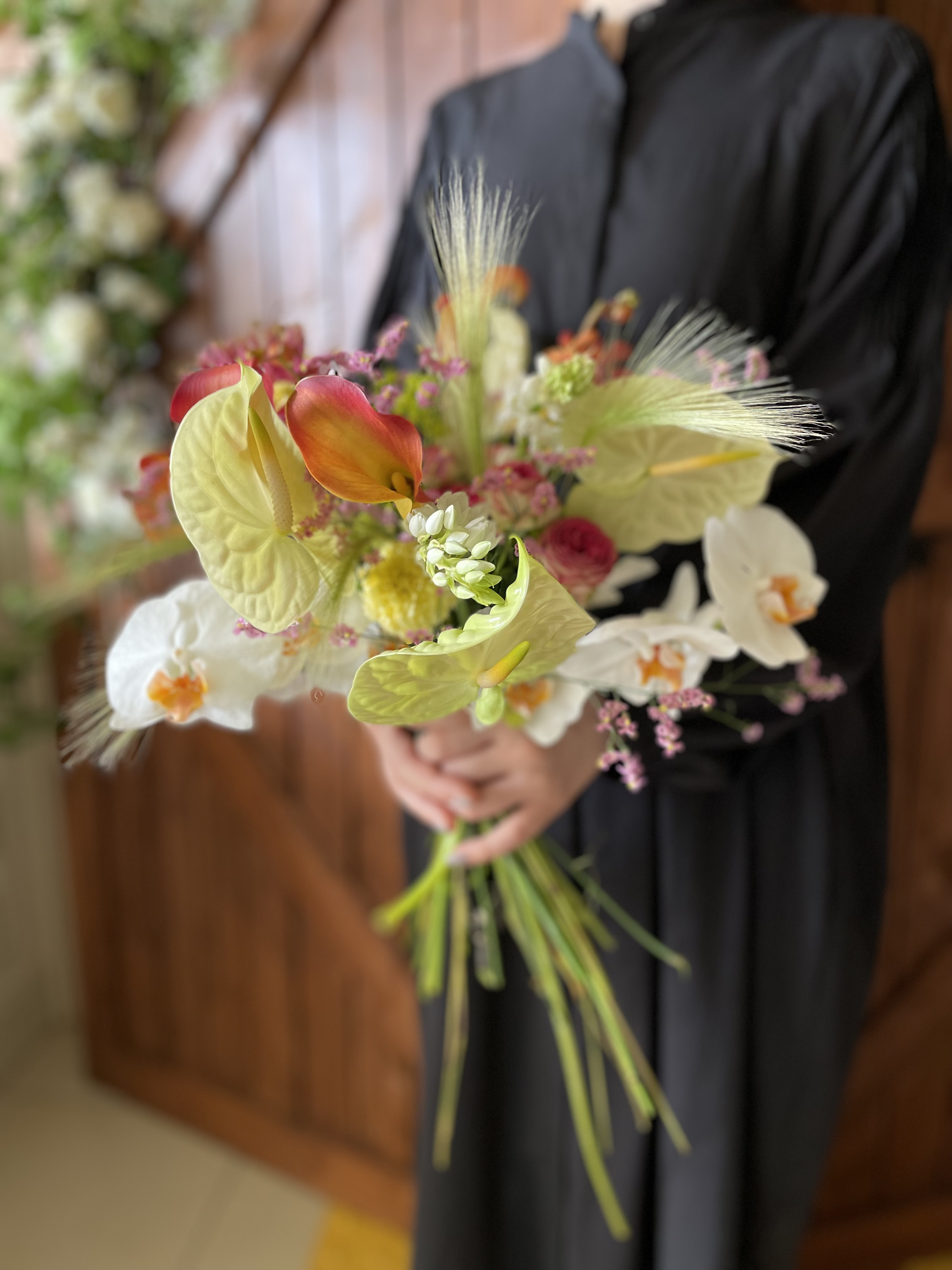 ウエディングブーケ　/S　　生花　ブーケ　前撮り　フォトウエディング　アーティフィシャルフラワー　造花　ドライフラワー