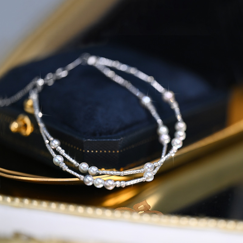 [ヘイズジュエリー] 青仙シリーズ 18Kホワイトゴールド リアルマルチカラー 日本製オーロラアコヤ 3-3.5mm 海水真珠