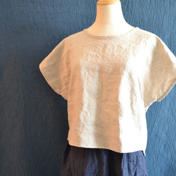 リネン100％　麻　Tシャツ　レディース　天然素材　カットソー　日本製　無染色　無漂白 夏　涼しい　無地　 4枚目の画像