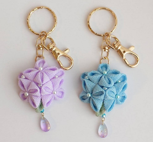 あじさい 紫陽花 キーホルダー バッグチャーム キーホルダー つまみ
