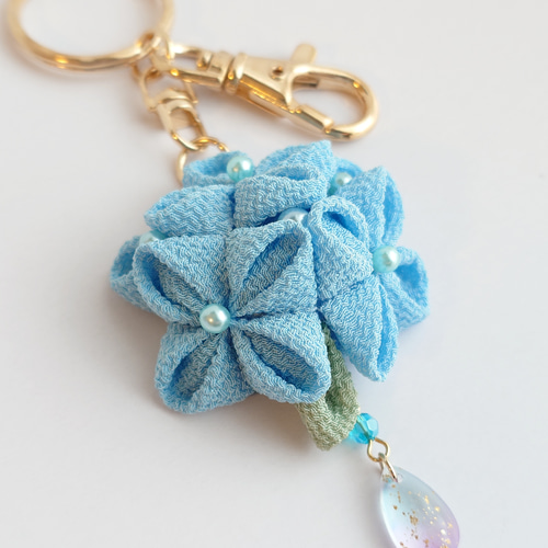 あじさい 紫陽花 キーホルダー バッグチャーム キーホルダー つまみ