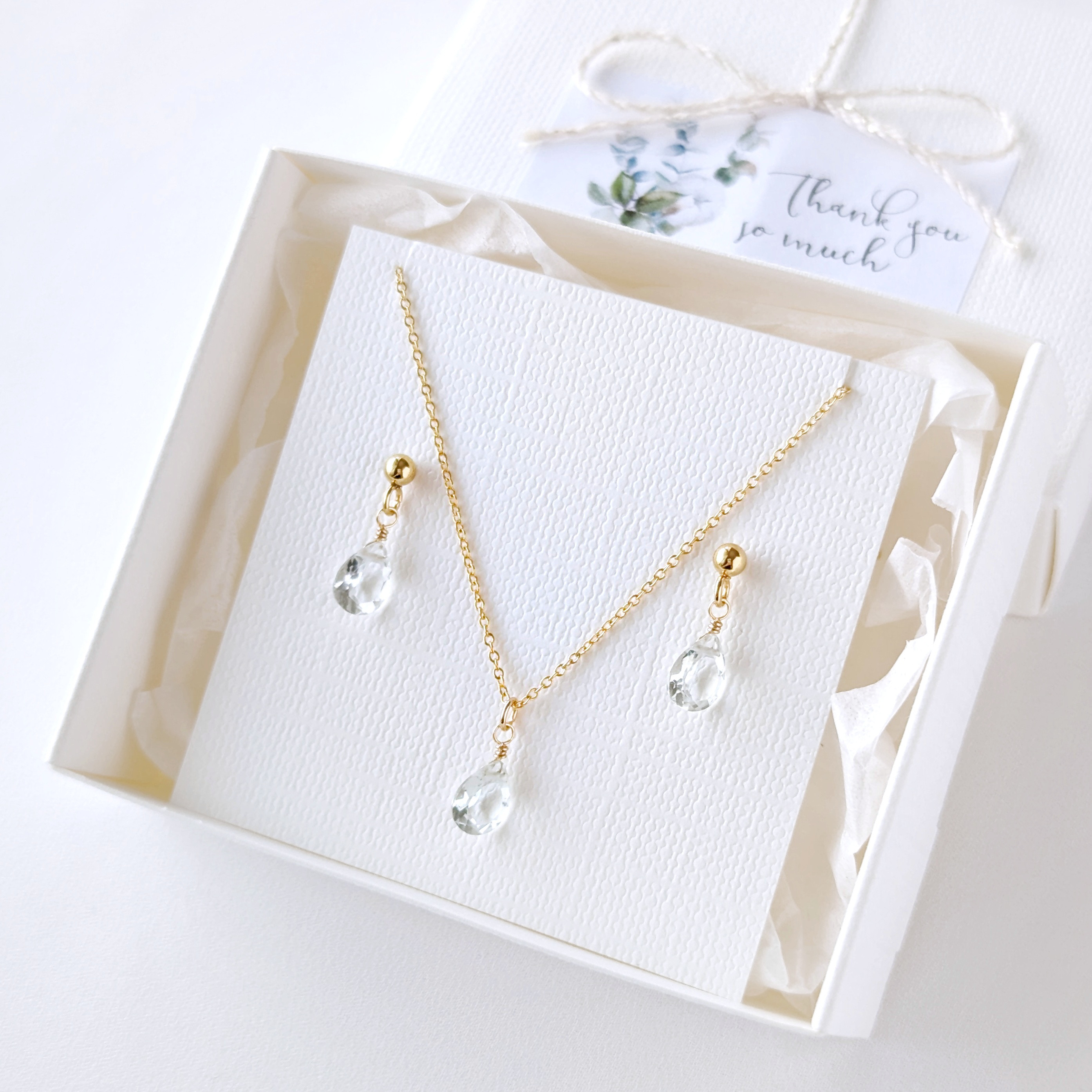 ＊2点セット＊ 宝石質 AAA グリーンアメジスト 小さな ティアドロップの1粒ピアス/イヤリング＆ネックレス