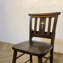 【ワイドボックス】アンティーク調 ボックス付 クロス チャーチチェア 教会 椅子  ダーク　cha066+ 4枚目の画像