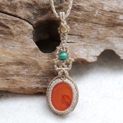 カーネリアンとマラカイトマクラメネックレスmac424 11枚目の画像