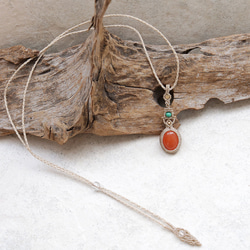 カーネリアンとマラカイトマクラメネックレスmac424 5枚目の画像