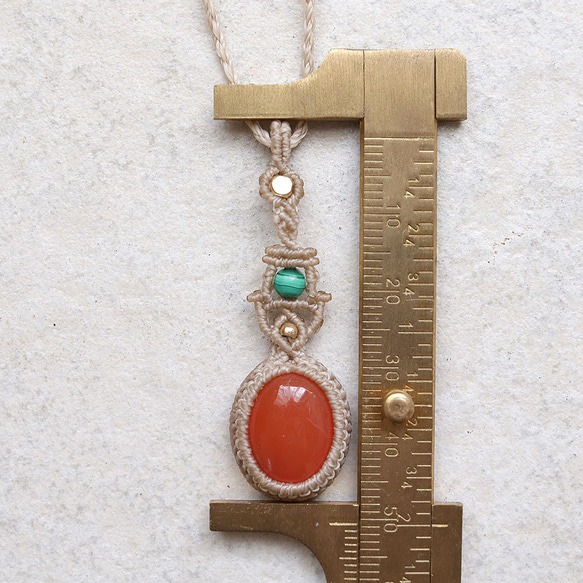 カーネリアンとマラカイトマクラメネックレスmac424 10枚目の画像