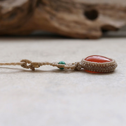 カーネリアンとマラカイトマクラメネックレスmac424 8枚目の画像
