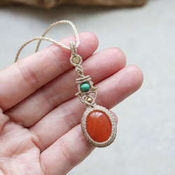 カーネリアンとマラカイトマクラメネックレスmac424 12枚目の画像