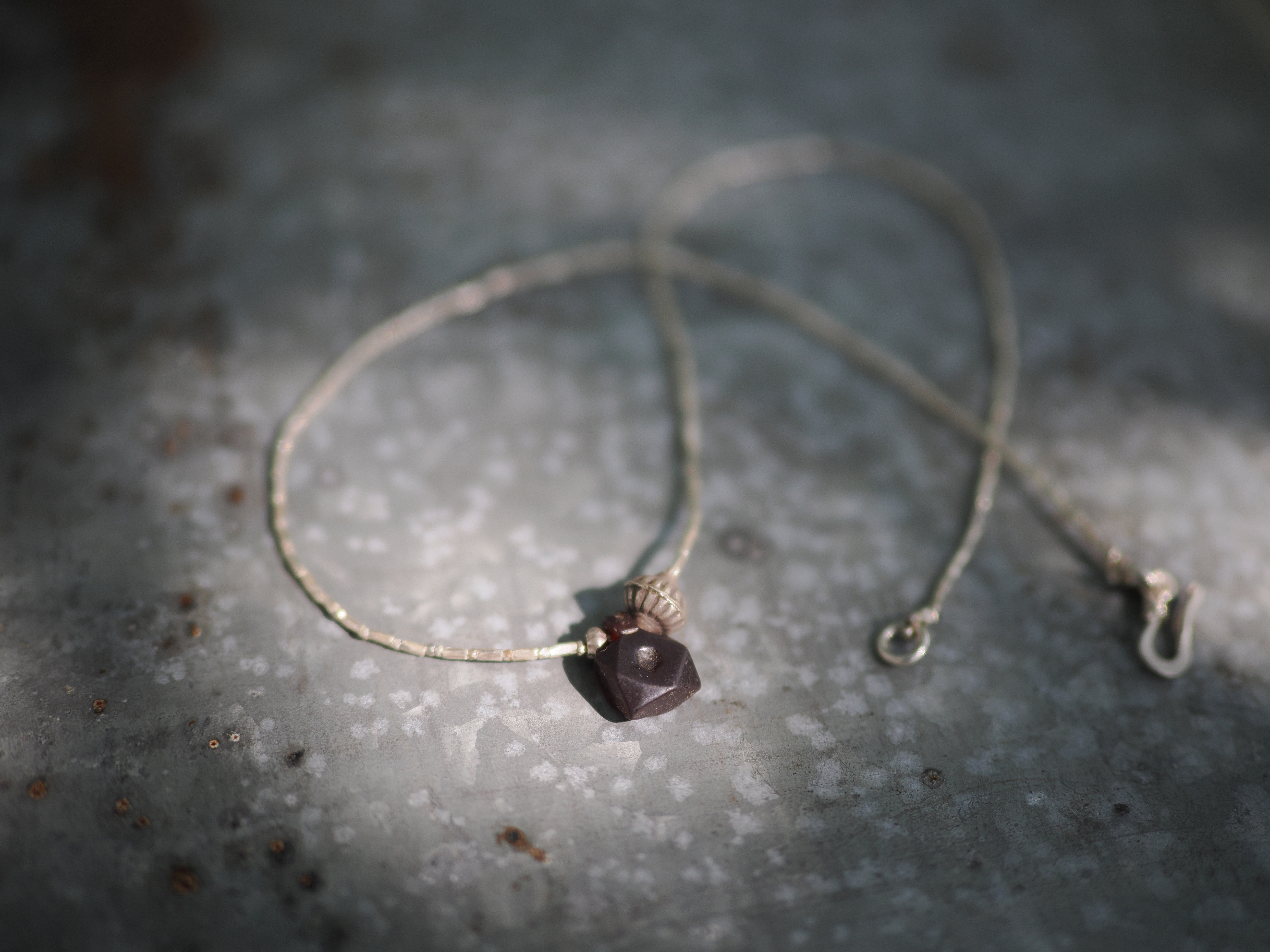 -carving Garnet- silver pendant