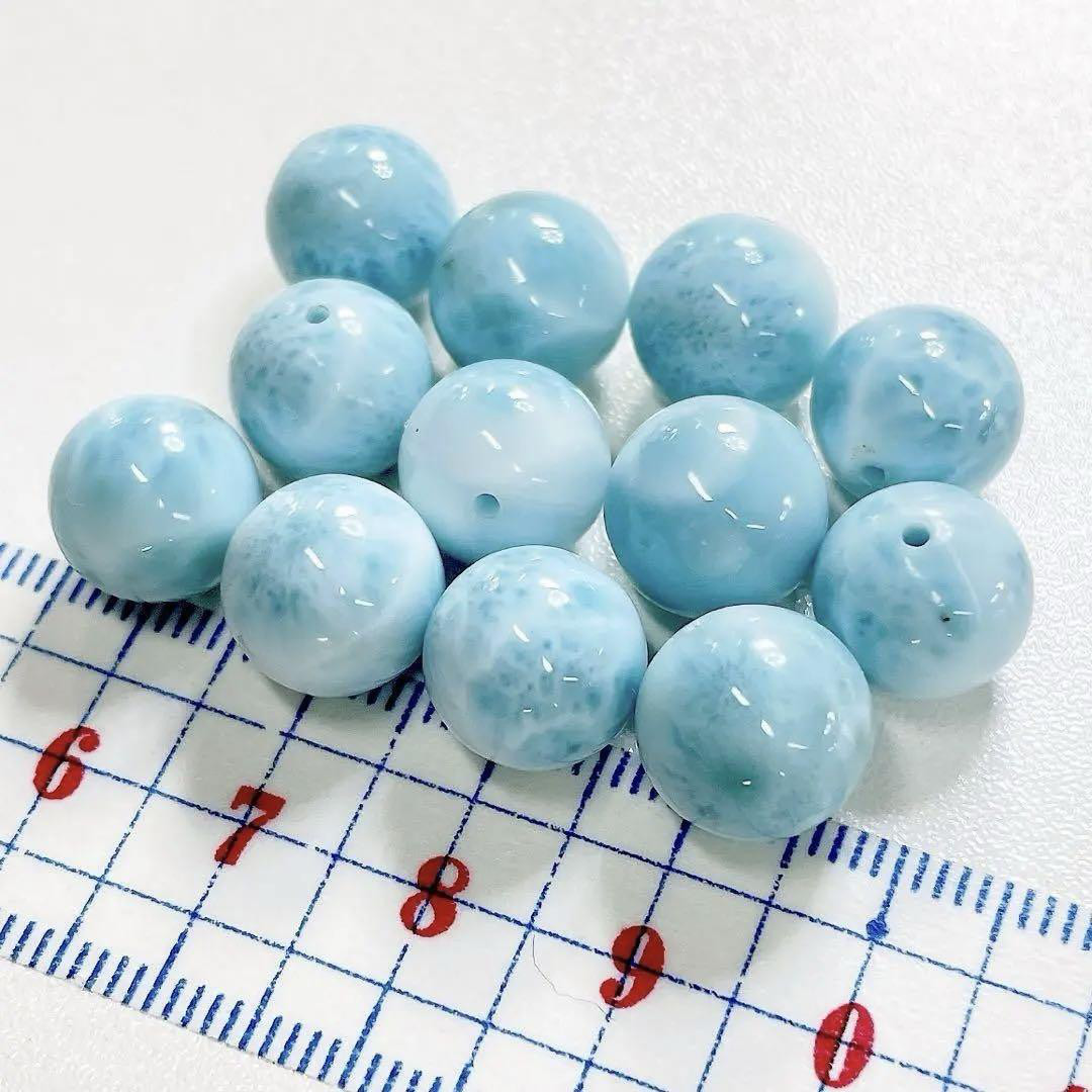 t161天然石ラリマー ブルーペクトライト 丸玉 ラウンド 水色 2個10mm