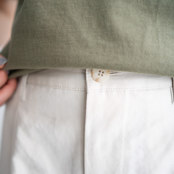 twill cotton linen/tack pants/pearled ivory/size1.2 12枚目の画像