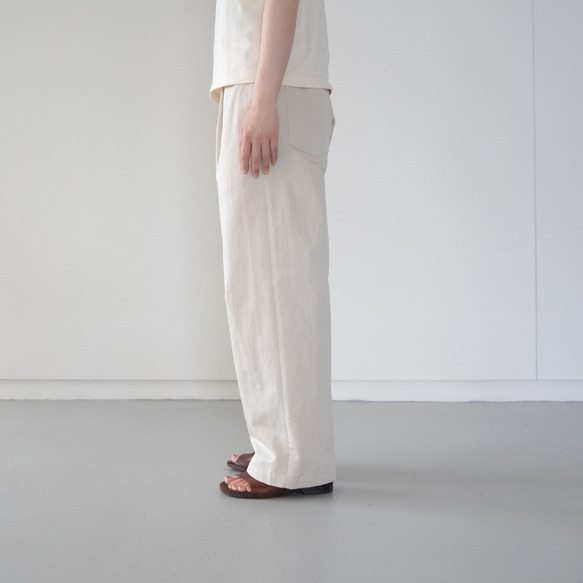 twill cotton linen/tack pants/pearled ivory/size1.2 3枚目の画像