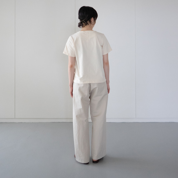 twill cotton linen/tack pants/pearled ivory/size1.2 4枚目の画像