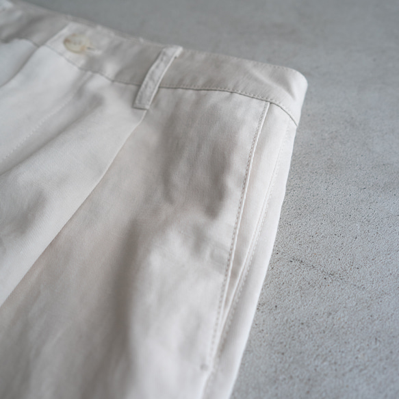 twill cotton linen/tack pants/pearled ivory/size1.2 16枚目の画像