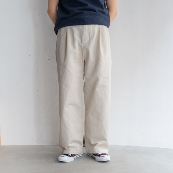 twill cotton linen/tack pants/pearled ivory/size1.2 8枚目の画像
