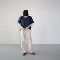 twill cotton linen/tack pants/pearled ivory/size1.2 5枚目の画像