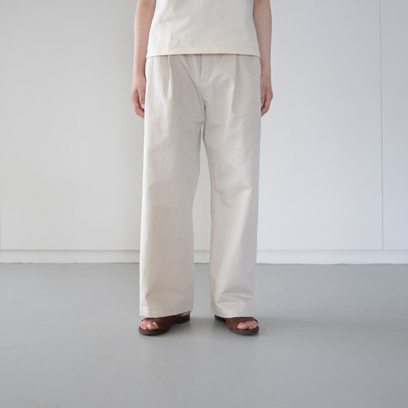 twill cotton linen/tack pants/pearled ivory/size1.2 2枚目の画像