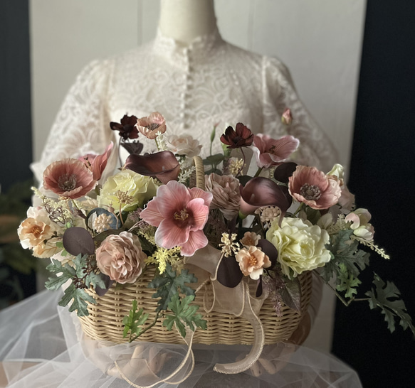 ウェディングブーケ】くすみピンクのチューリップ・アンティークカラー
