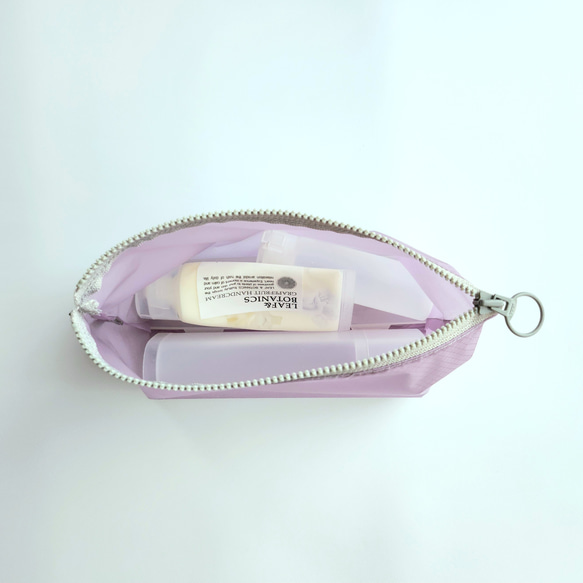 撥水ナイロンのちょうどいいサイズのポーチ│旅行　アウトドアに　コーデュラナイロン│パープル　ブルー　グレー 5枚目の画像