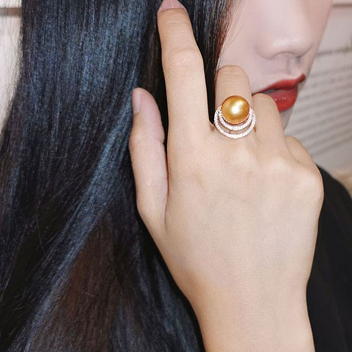 La Corser】輸入 10-13mm 南洋ゴールドパールリング 18Kゴールド